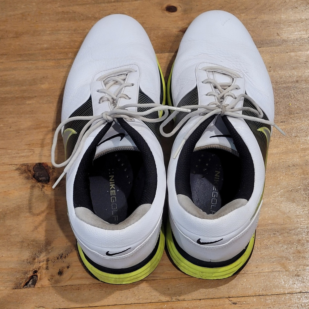 Nike Lunar Control Golf Shoes Mens Size 10 White Black Spiked 418471-106 Flywire - Picture 10 of 14